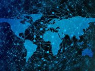 Map of world with network superimposed